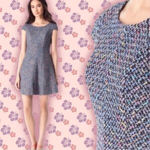 Shoshanna ‘Bethany’ Navy Blue Multi-Color Tweed A-Line Fit & Flare Dress Size 6